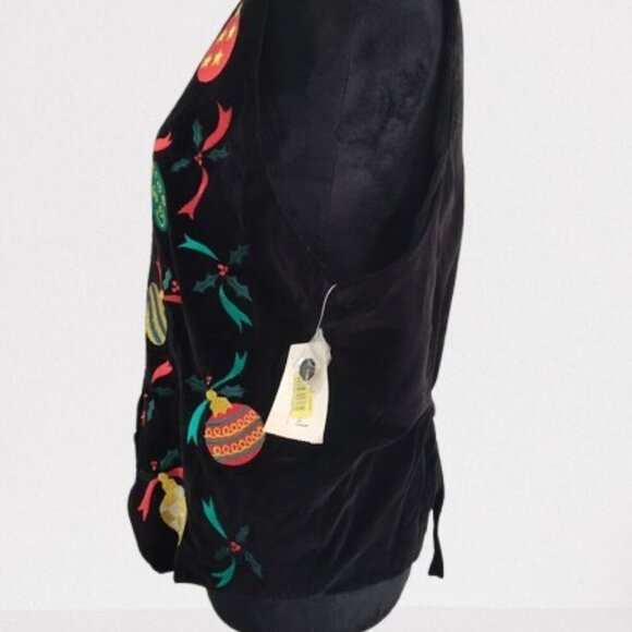 Westbound Petites Women's Petite Christmas Vest Black with Ornaments W/Tags - Picture 2 of 8